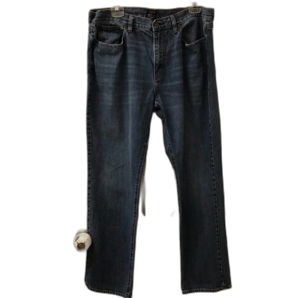 J Crew The Bleecker Men's Denim Blue Jeans 36 x 32 Zip Closure Straight Designer